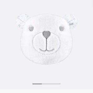 NWT Dior Ivory Bear Head Pillow with Gray Embroidered Face